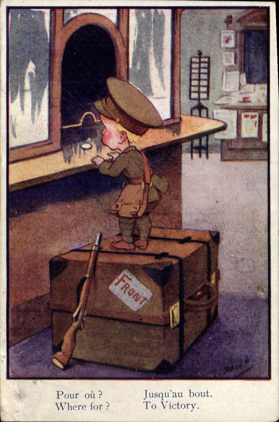 Soldat au bureau de poste — Pour où ? Jusqu'au bout. — Lalayette, Série No.101