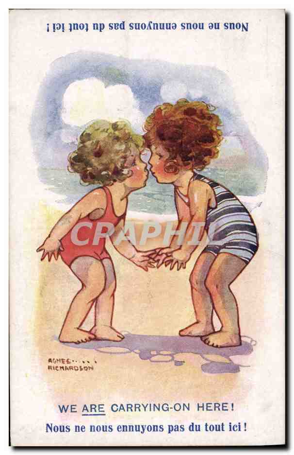 CPA Fantaisie Illustrateur Enfants Plage Agnes Richardson