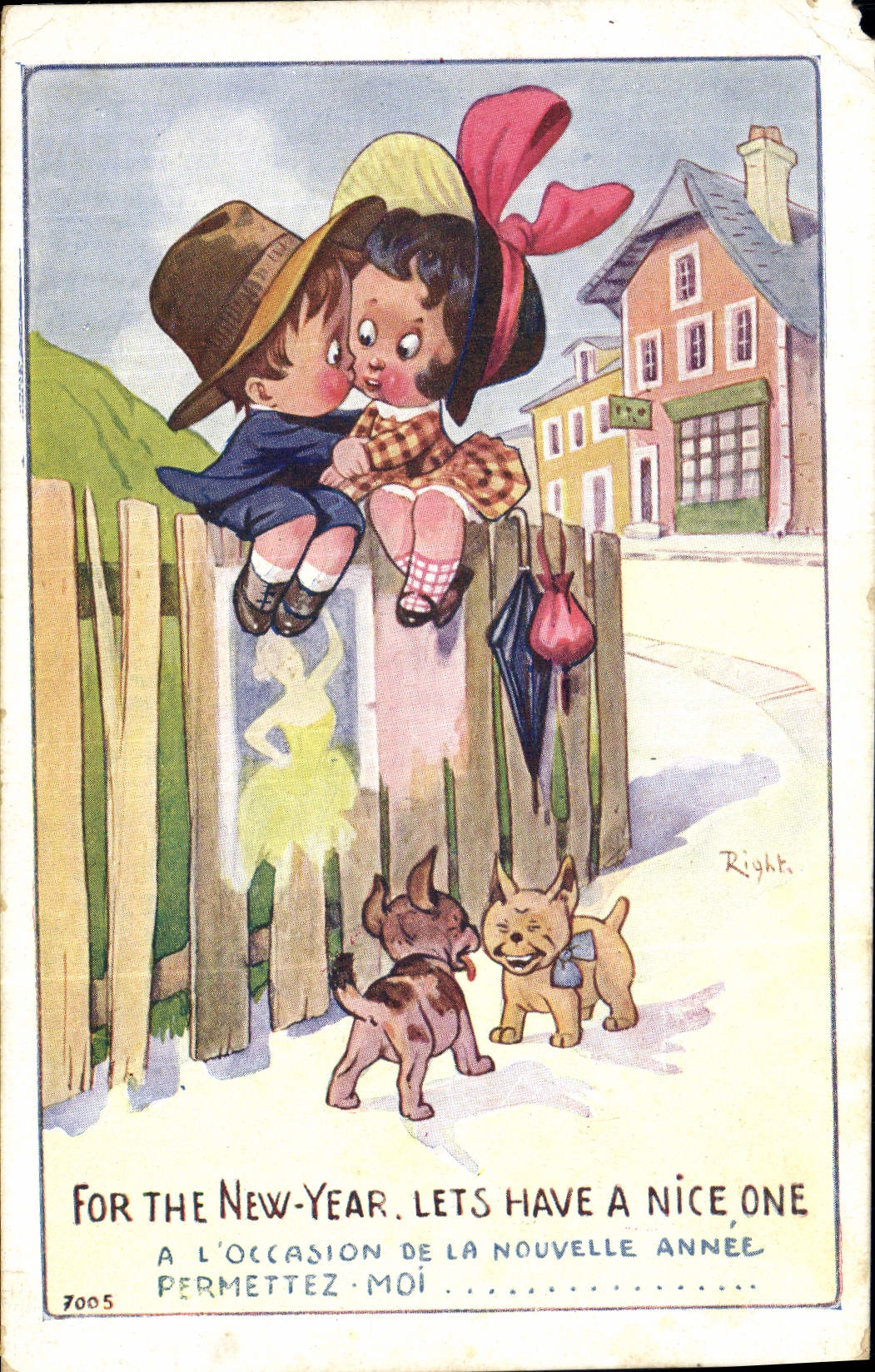 CPA Fantaisie Illustrateur Right Enfants Chien