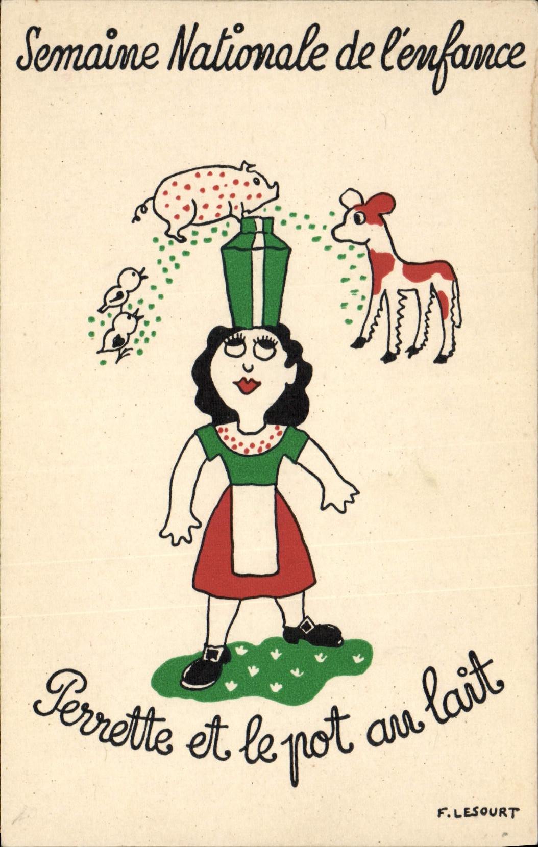 Perrette et le pot au lait — Semaine Nationale de l'enfance — F. LESOURT