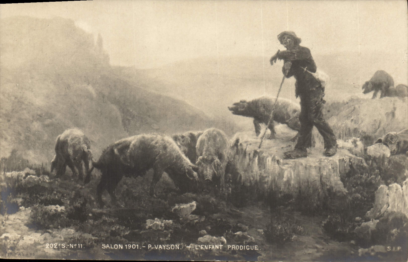 CPA Cochon Porc Salon 1901 Vaysan L'enfant prodigue Moutons 