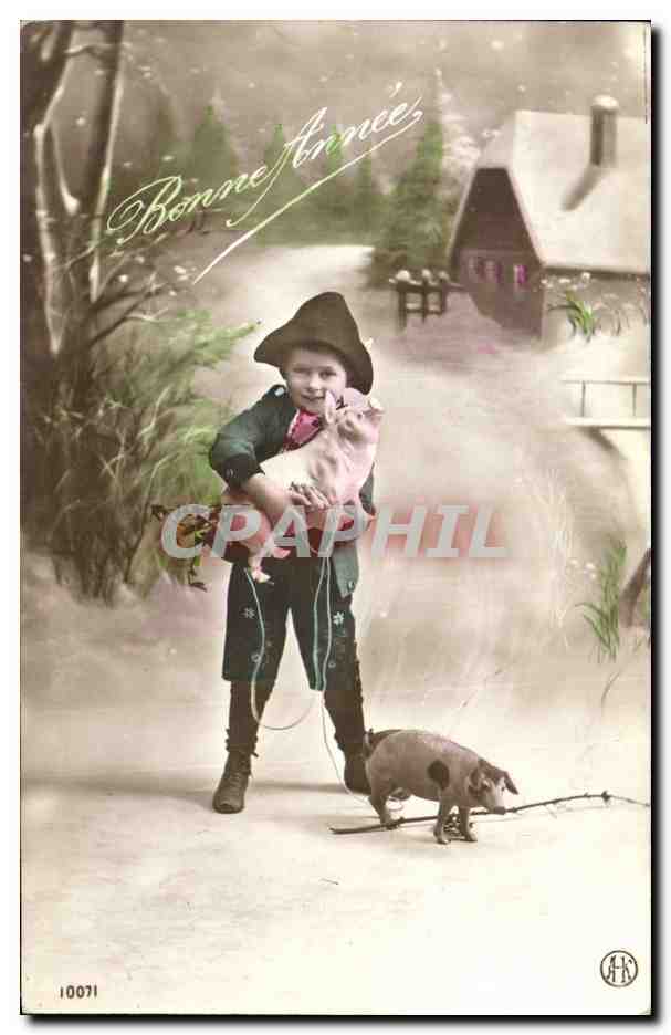 CPA Cochon Porc Enfant 
