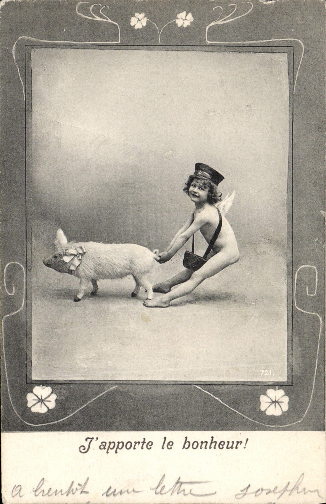 CPA Cochon Porc Enfant Ange 