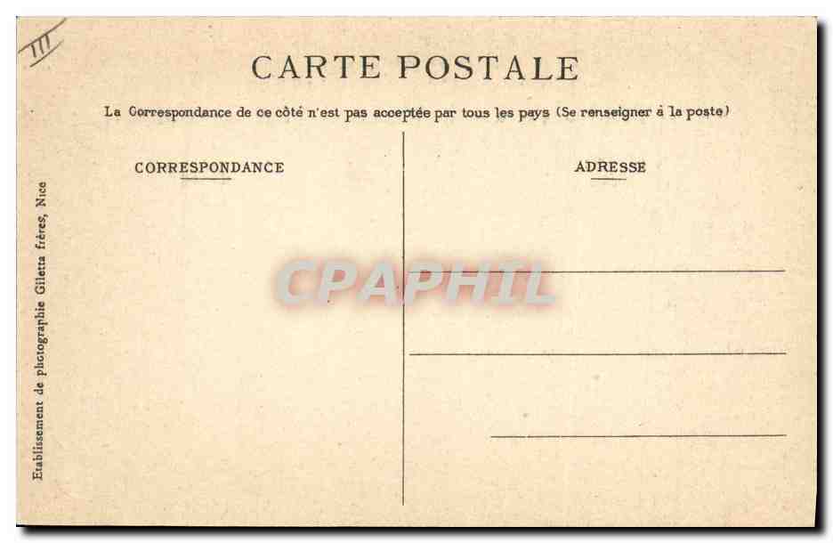 Carnaval de Nice 1909 — Ein bewegtes Landen. Ludovic Isnart, Hersteller. Edition Gilletta, Nice. — Rückseite