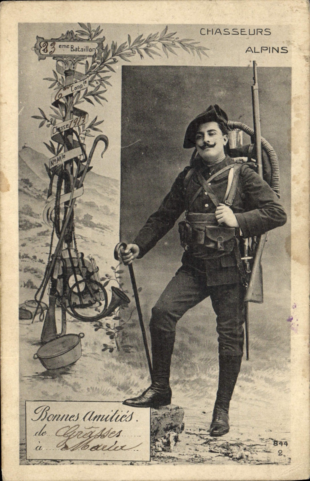 CPA Militaria Chasseurs alpins Grasse