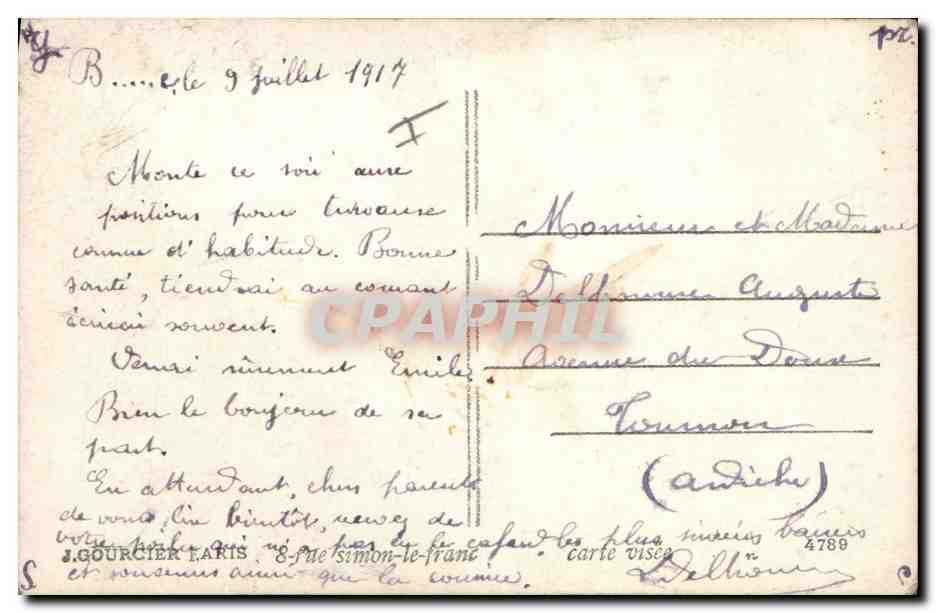 CPA Militaria Chasseurs alpins  — Rückseite