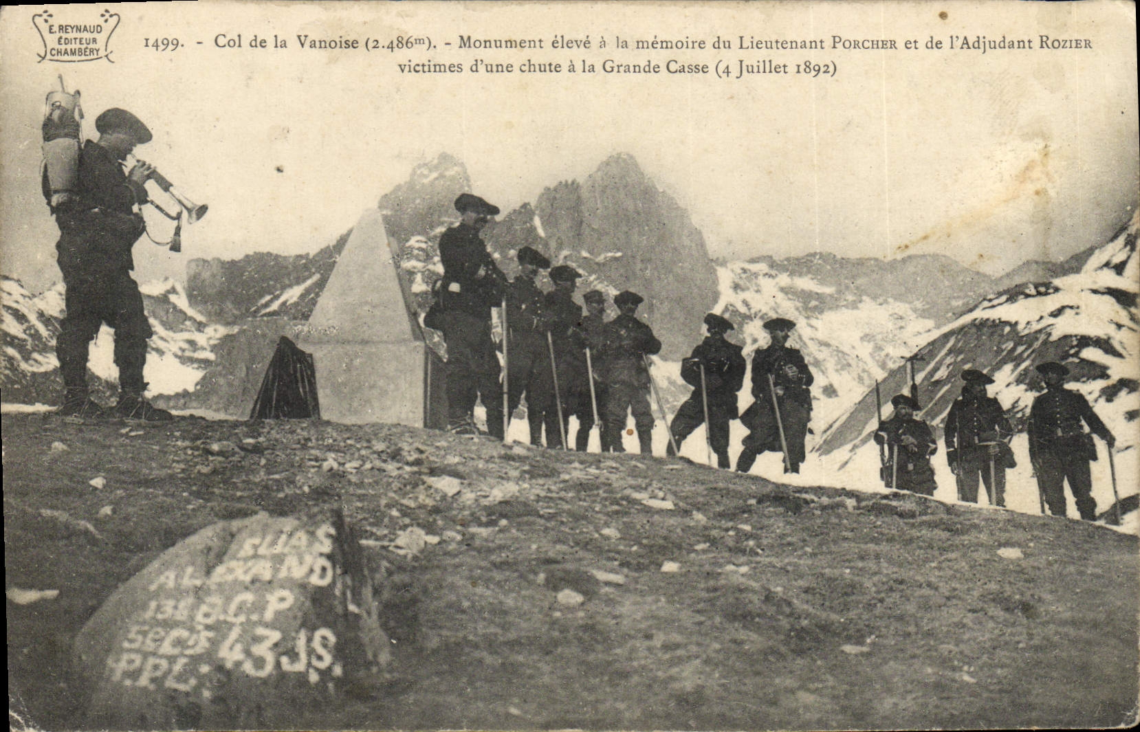 Col de la Vanoise (2.486m) — Monument aux victimes de la Grande Casse — E. Reynaud, Éditeur Chambery, n°1499