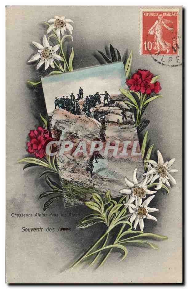 CPA Militaria Chasseurs alpins Alpes