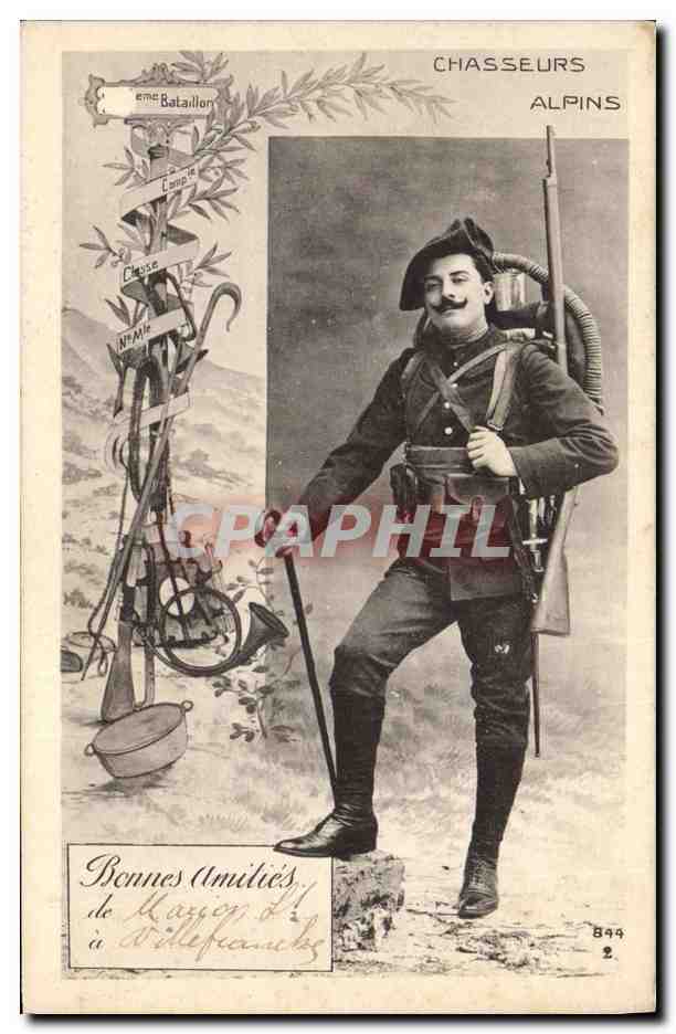CPA Militaria Chasseurs alpins Villefranche