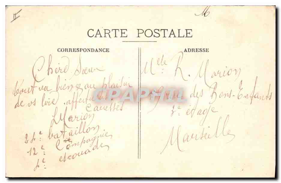 CPA Militaria Chasseurs alpins Villefranche — Verso