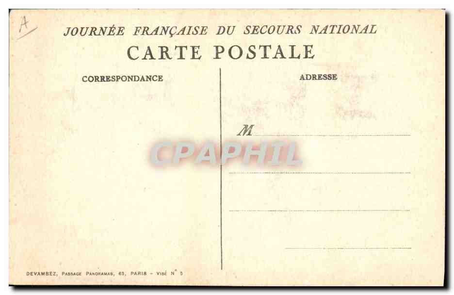 CPA Militaria Secours National  — Rückseite