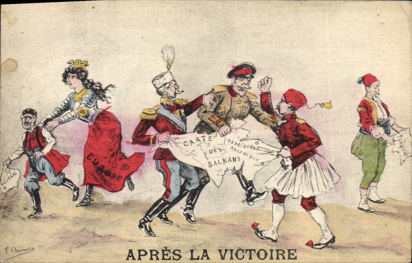 CPA Militaria Apres la victoire Carte des Balkans 