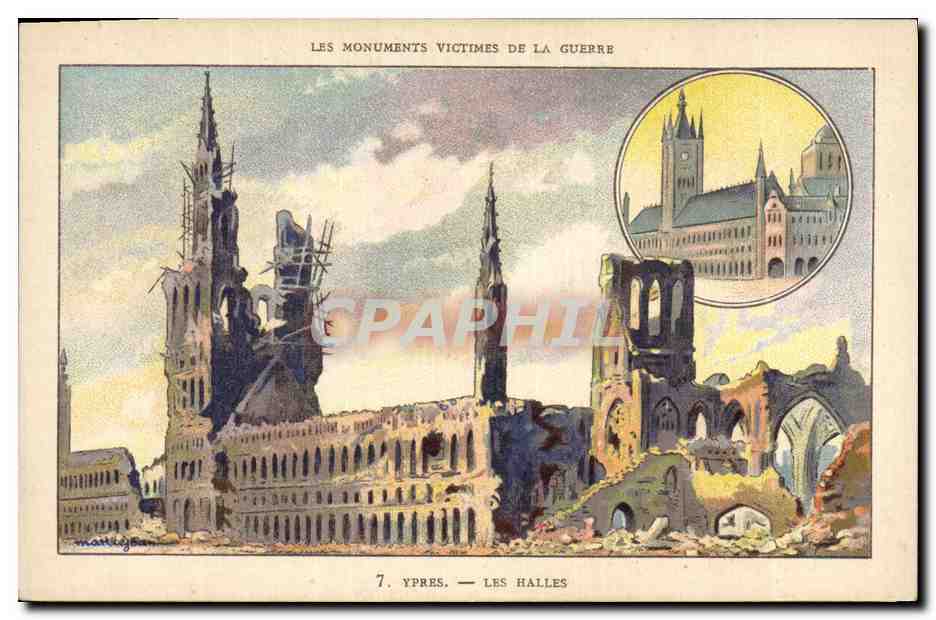 CPA Militaria Ypres les halles Militaria 