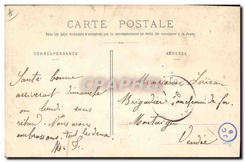 CPA Folklore Les Sables d'Olonne Touchante reconnaissance — Verso