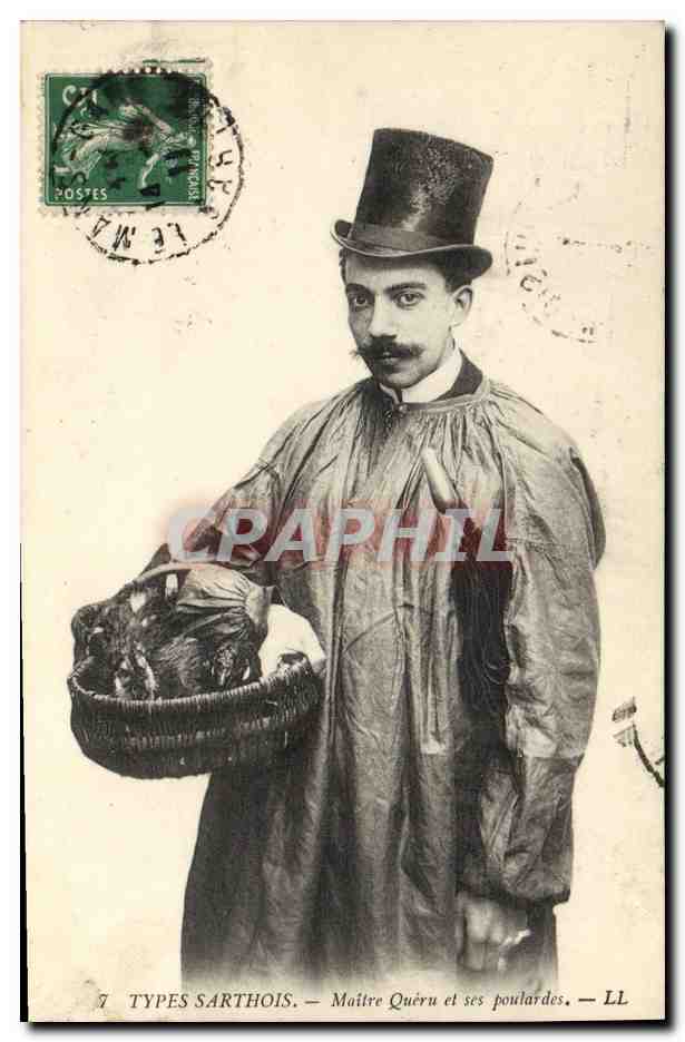 CPA Folklore Types Sarthois Maitre Queru et ses poulardes 