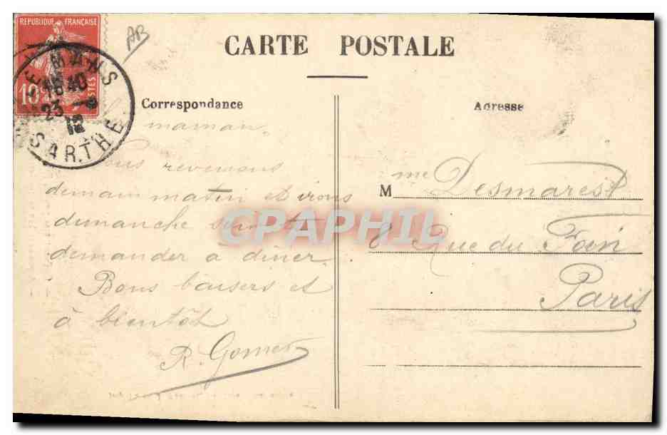 CPA Folklore Sarthe Marchande de volailles — Verso