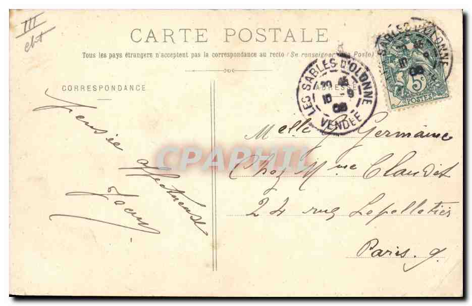 CPA Folklore Coquettes Sablaises — Verso