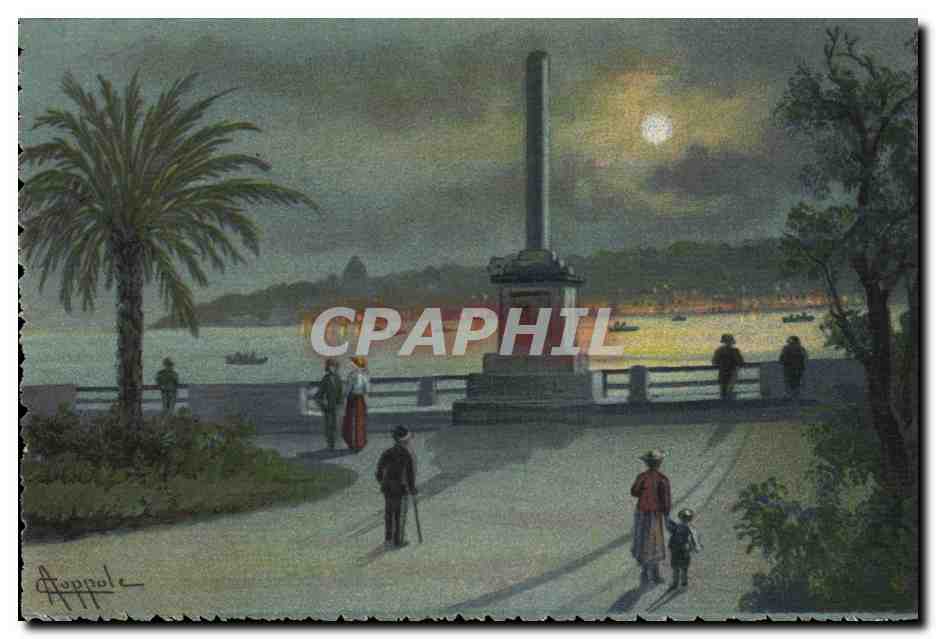 CPA Fantaisie Illustrateur Napoli Piazza Vittoria e Colonna dei Mille 