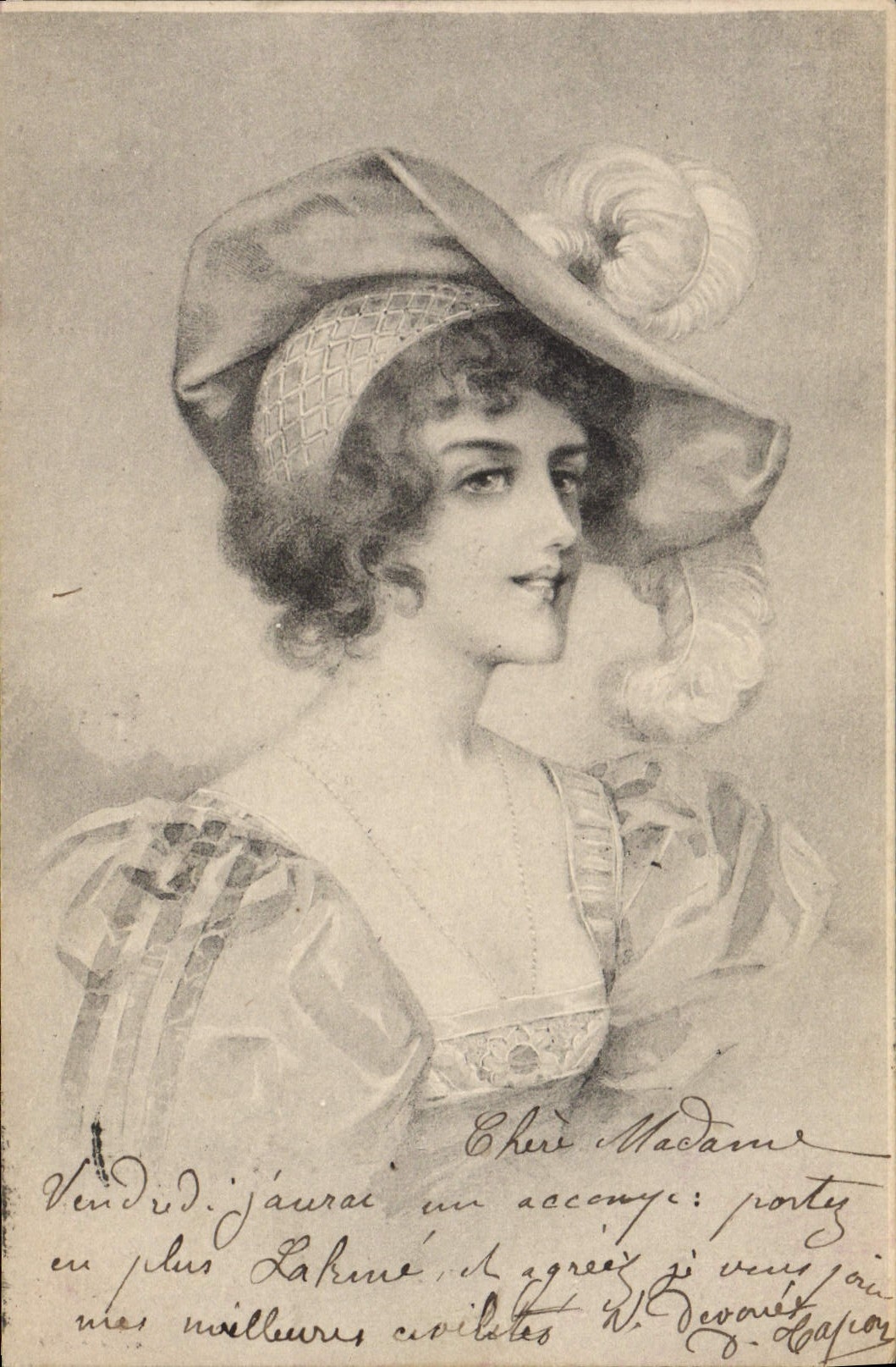 CPA Fantaisie Illustrateur Femme au chapeau