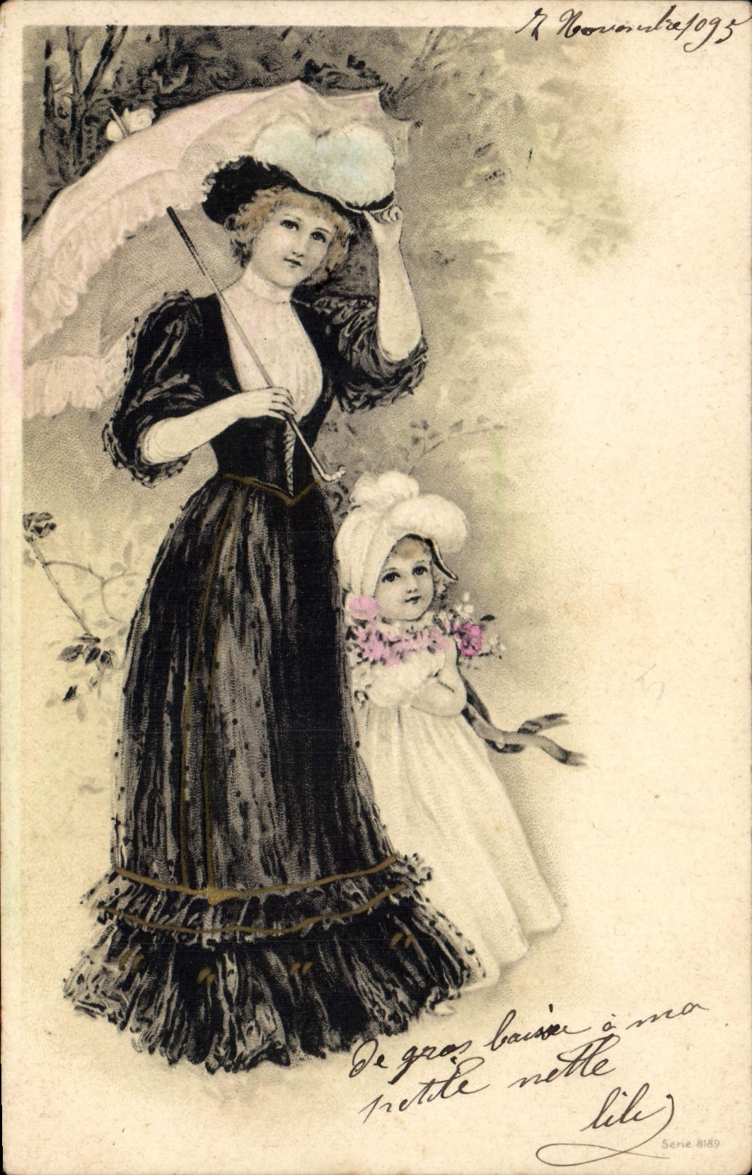 CPA Fantaisie Illustrateur Femme Enfant