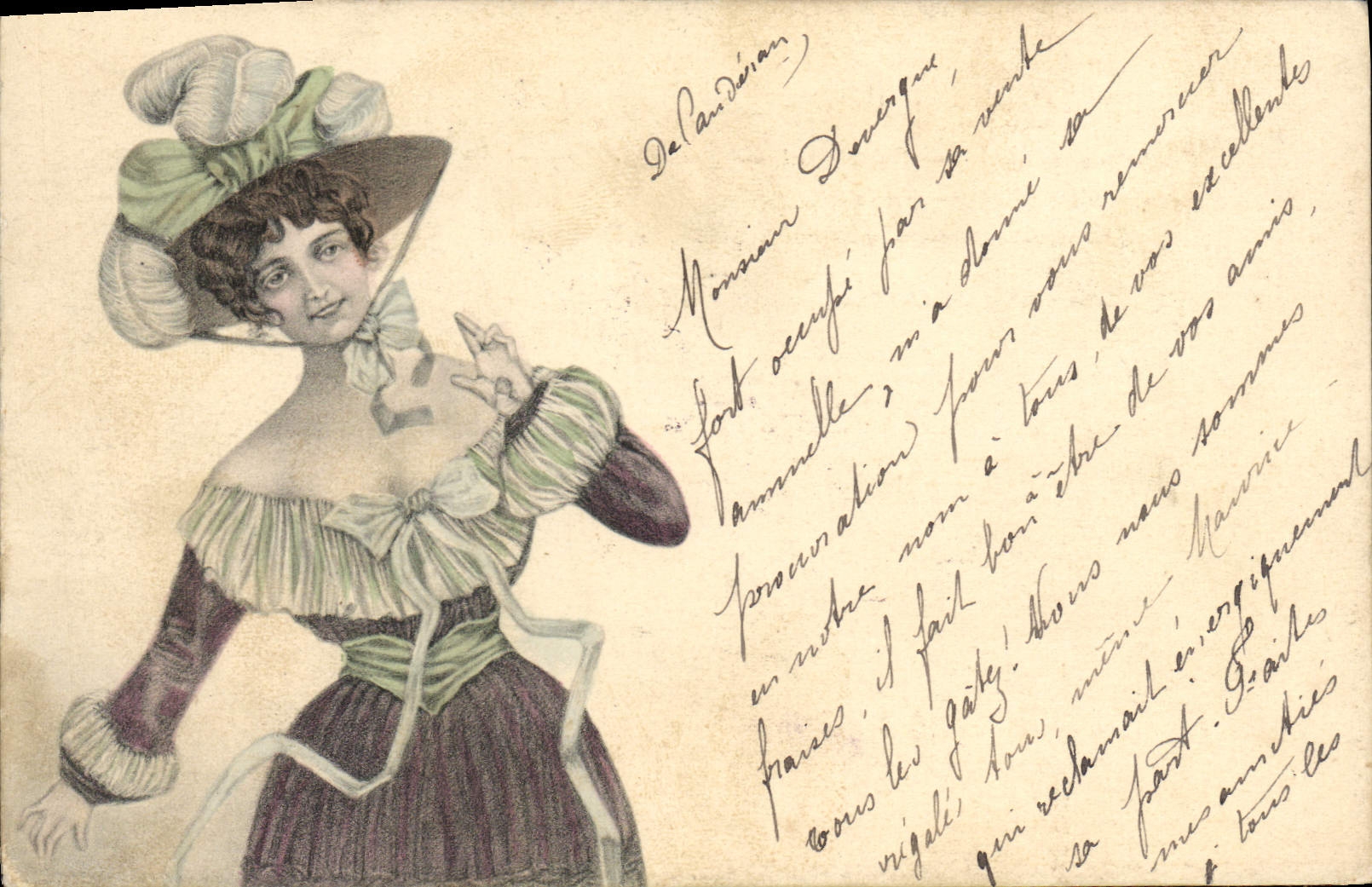 Femme en costume d'époque — illustration — A.S. W., série 608