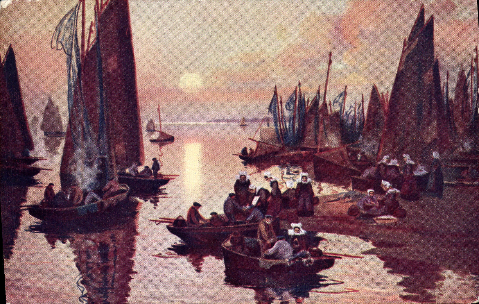 CPA Fantaisie Illustrateur Bateaux de peche