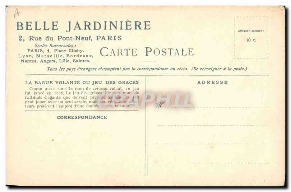 CPA La Belle Jardiniere Paris La bague volante  — Rückseite