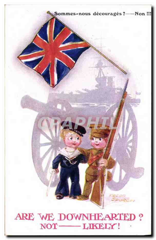 CPA Fantaisie Illustrateur Enfants marin Militaria Angleterre Drapeau