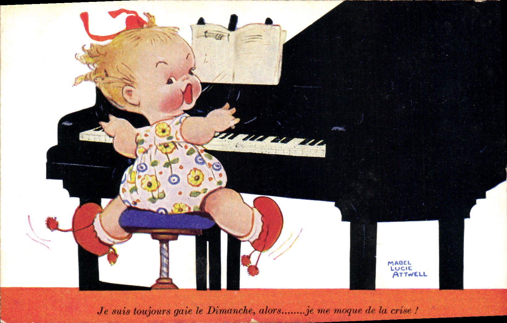 CPA Fantaisie Illustrateur Mabel Lucie Attwell Piano