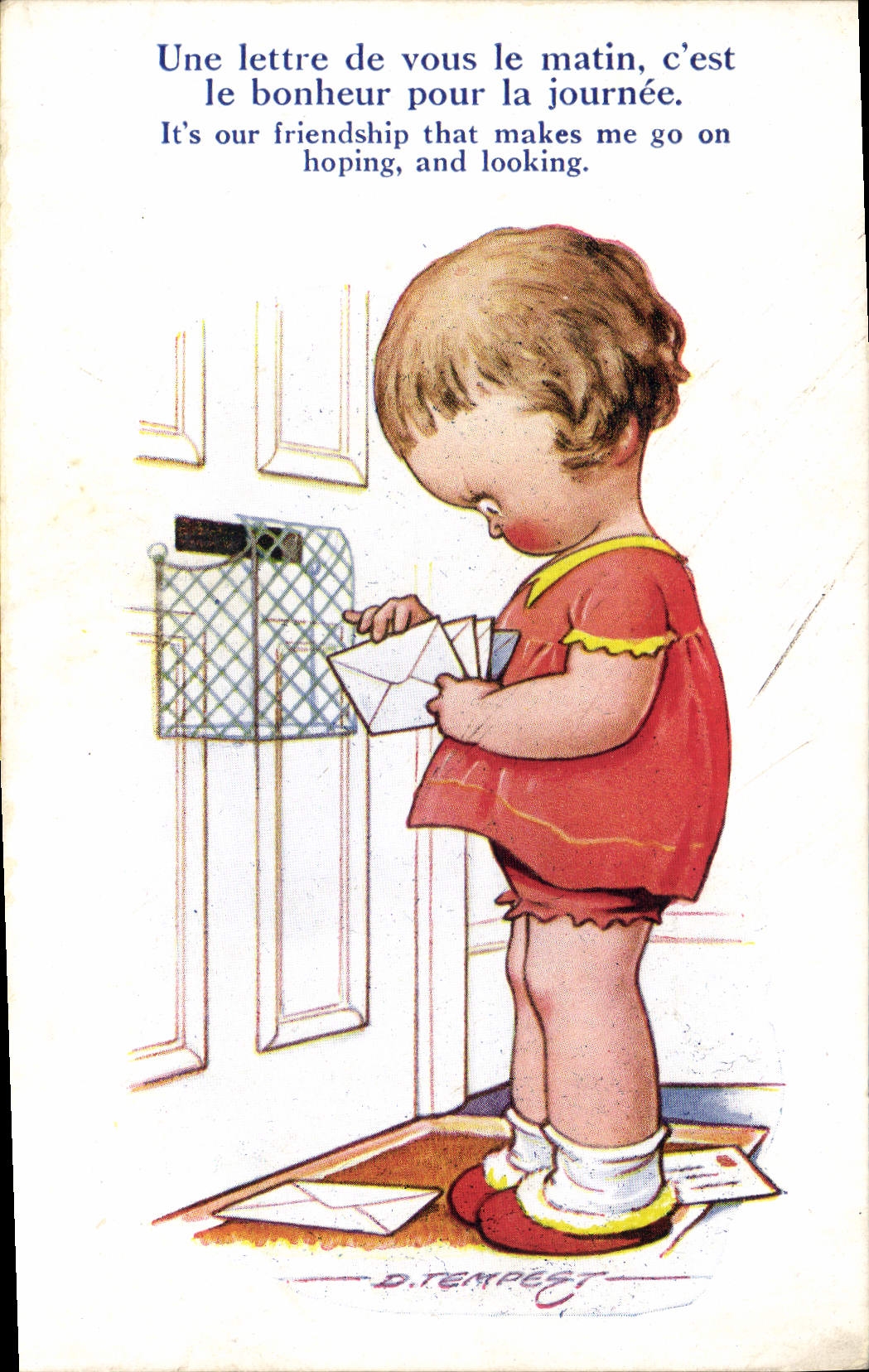 Enfant devant boîte aux lettres — D. TEMPEST — No. 355