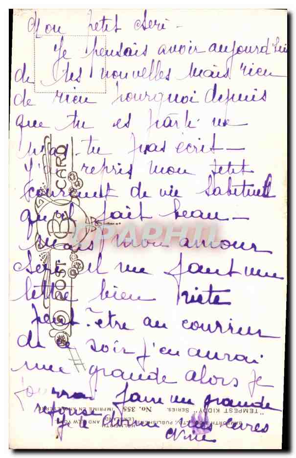 Enfant devant boîte aux lettres — D. TEMPEST — No. 355 — Verso