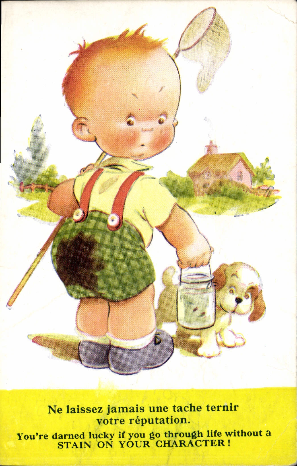 CPA Fantaisie Illustrateur Enfant Chien