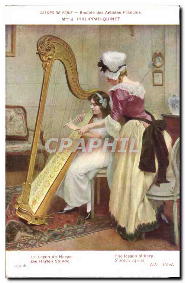 CPA Salons de Paris Mme Philippar Quinet La lecon de harpe 