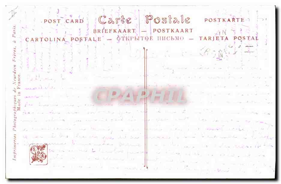 CPA Salons de Paris Mme Philippar Quinet La lecon de harpe  — Verso