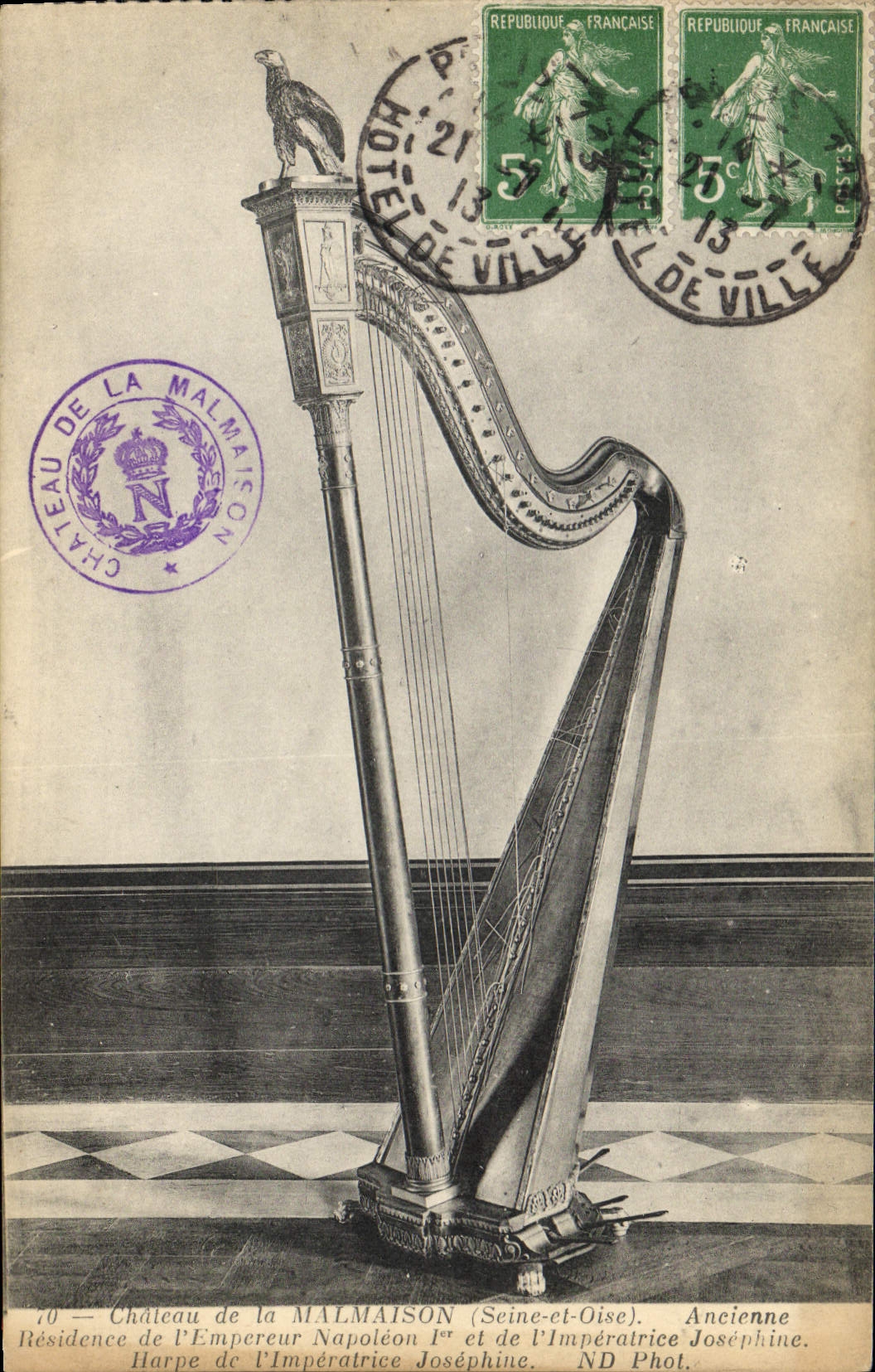 CPA Chateau de la Malmaison Ancienne residence de Napoleon 1er Harpe de l'Imperatrice Josephine 