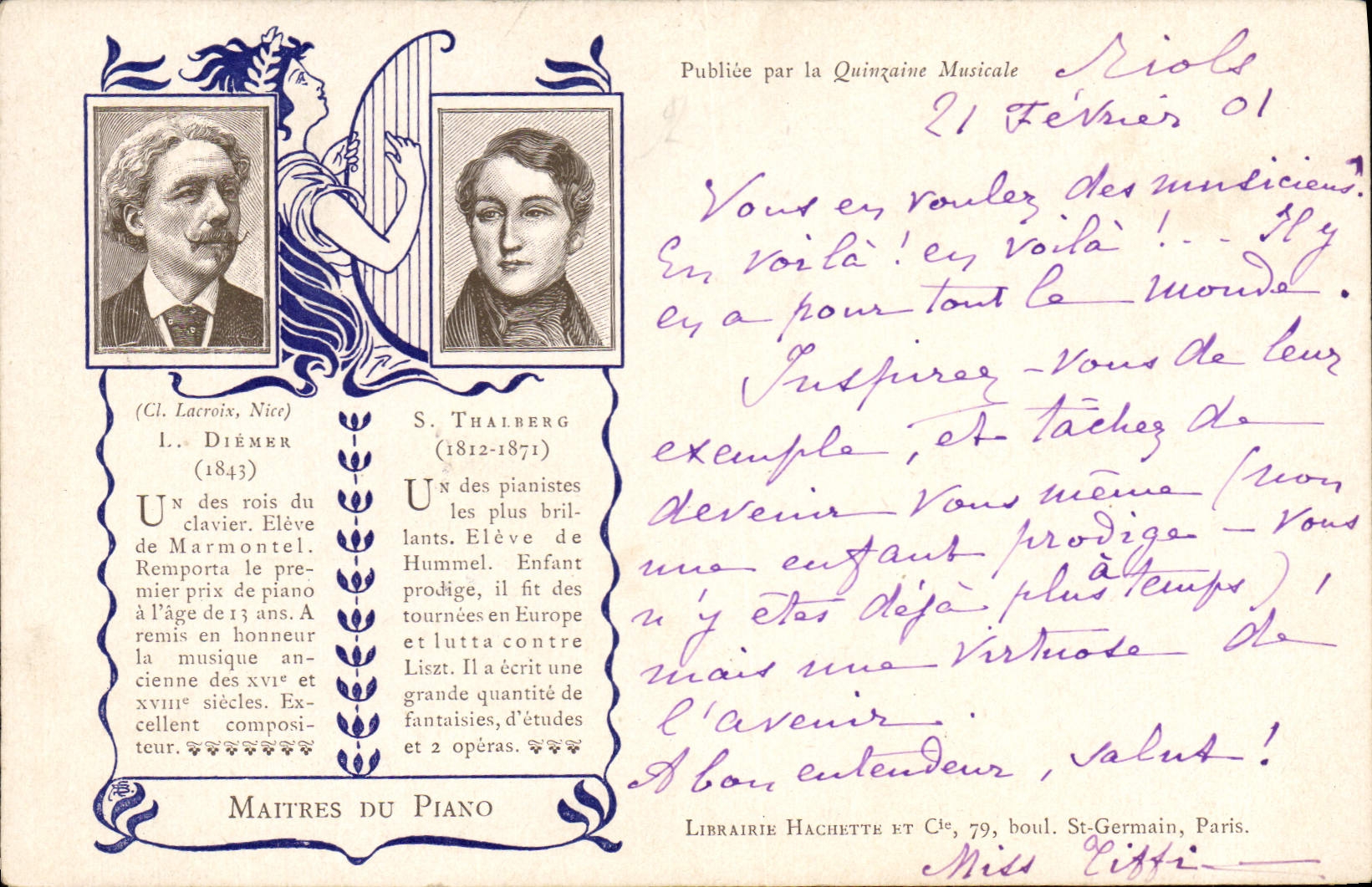 Maitres du Piano — L. Diémer et S. Thalberg — Publiée par la Quinzaine Musicale