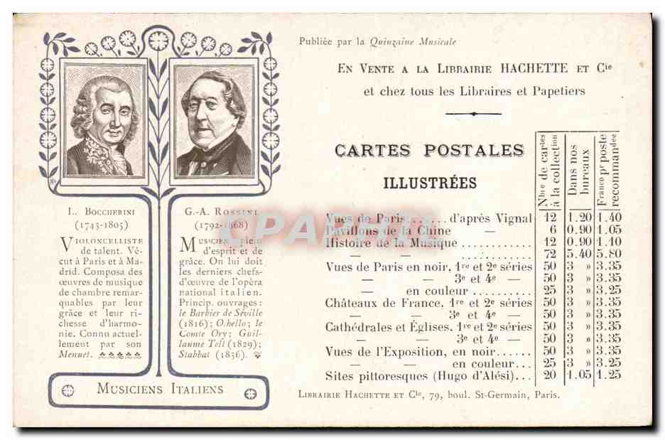Musiciens Italiens — Boccherini et Rossini — Librairie Hachette