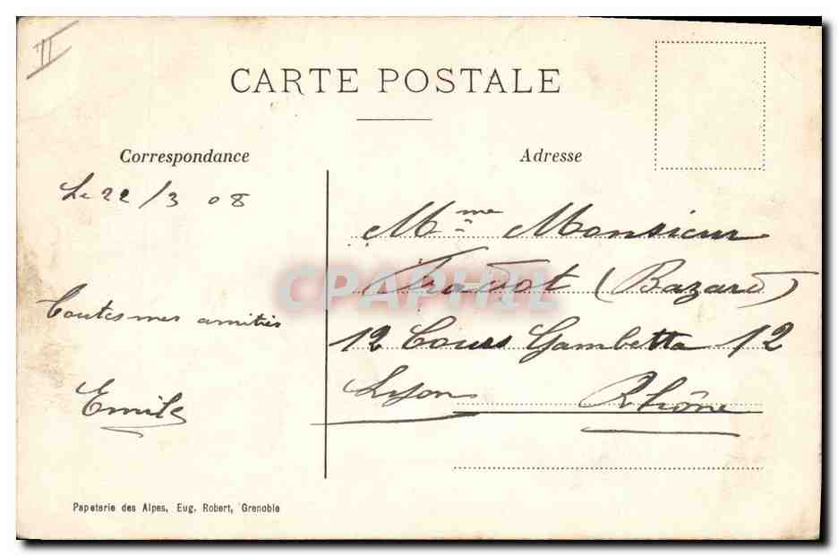 CPA Militaria Chasseurs Alpins Dauphine Massif du Pelvoux Traversee du glacier du Mont de Lans par un bataillon de Chasseurs Alpins — Rückseite