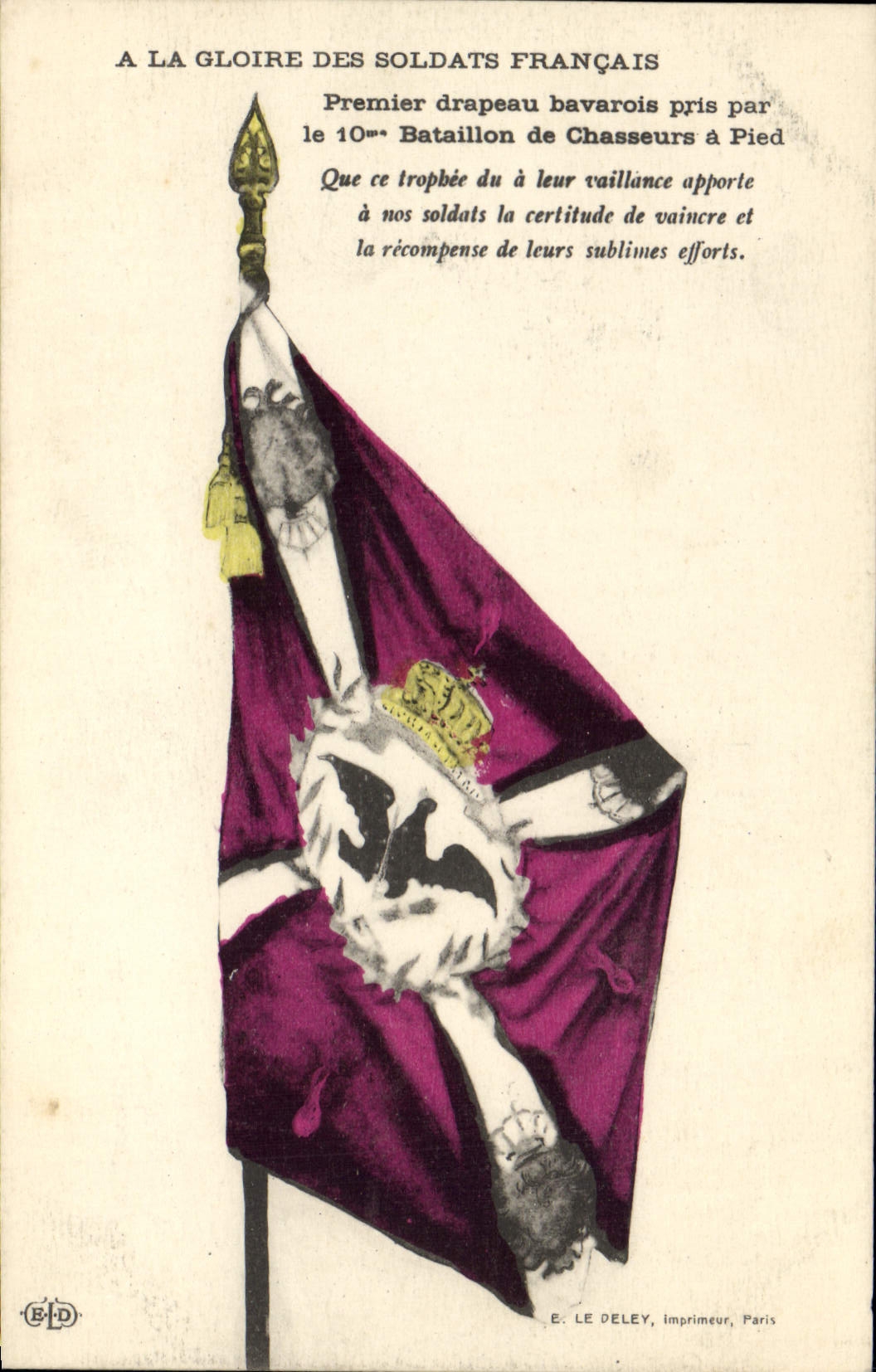 CPA Militaria Chasseurs Alpins Premier drapeau bavarois pris par le 10eme bataillon de chasseurs a pied