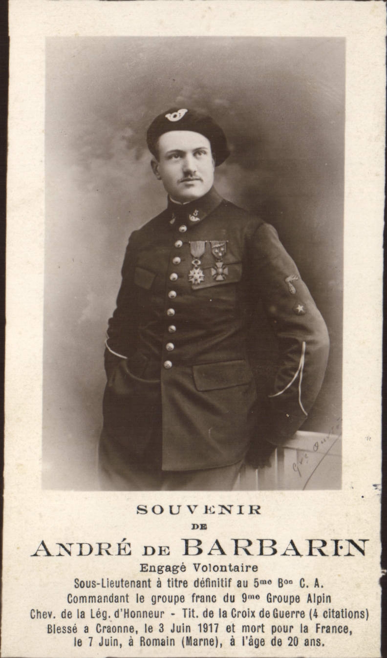 CPA Militaria Chasseurs Alpins Andre de Barbaren Engage volontaire Romain Marne (carte petit format)