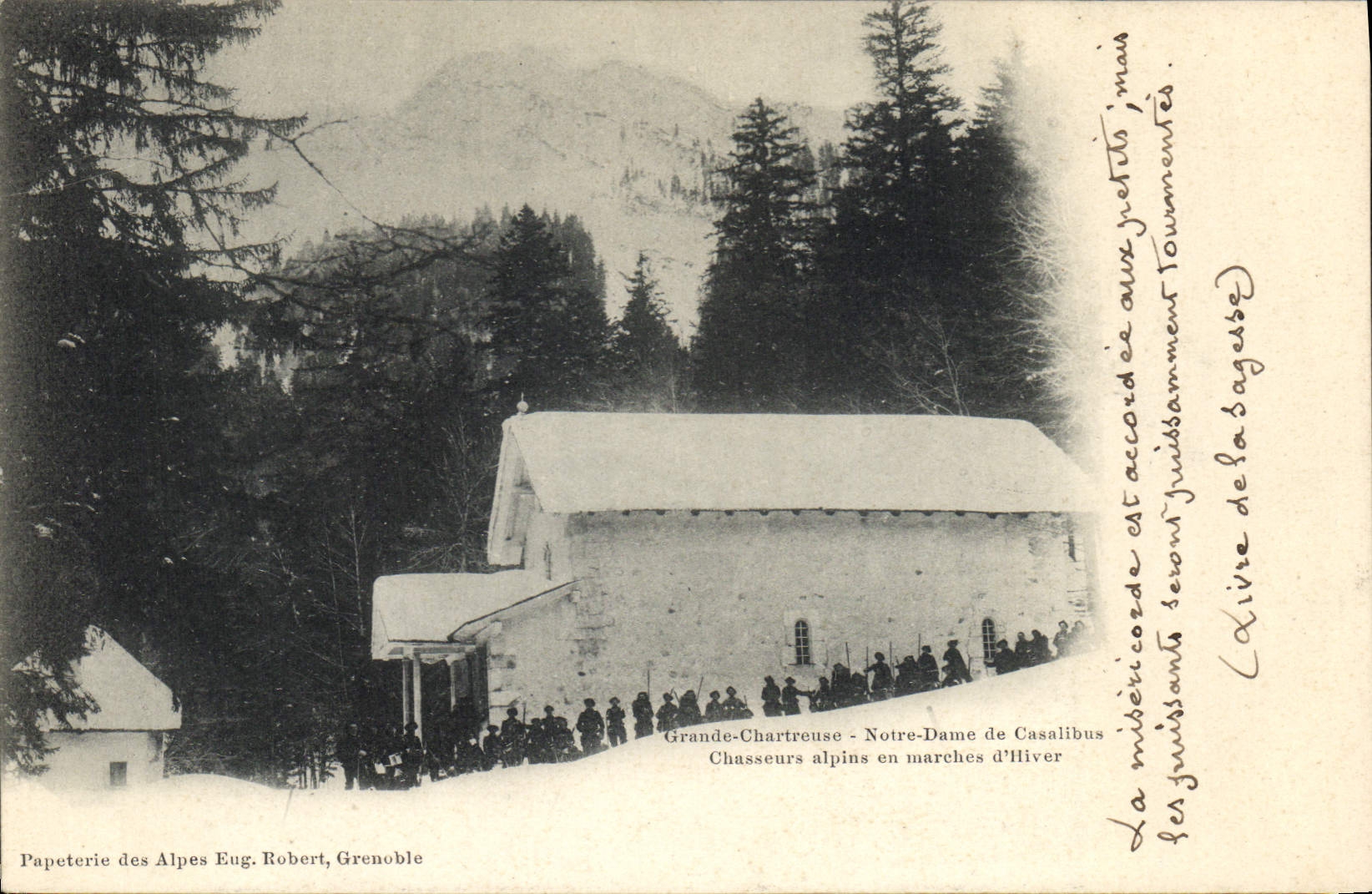 Grande-Chartreuse - Notre-Dame de Casalibus - Chasseurs alpins en marches d'Hiver — Papeterie des Alpes Eug. Robert, Grenoble