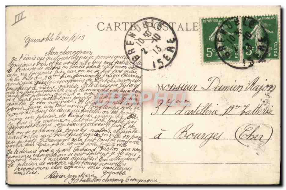 Dauphiné — Nos Alpins en manœuvres — Canon hissé sur une ramasse — E. R. n°1199 — Achterkant