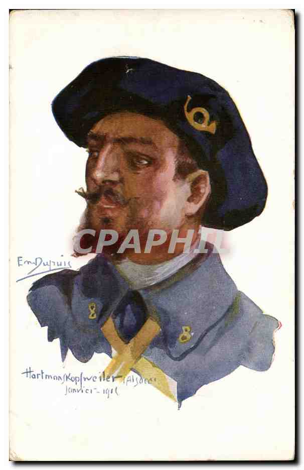 Portrait d'un soldat en beret bleu — Hartmannkopfweiler (Alsace) — Em-Duruis, janvier 1915
