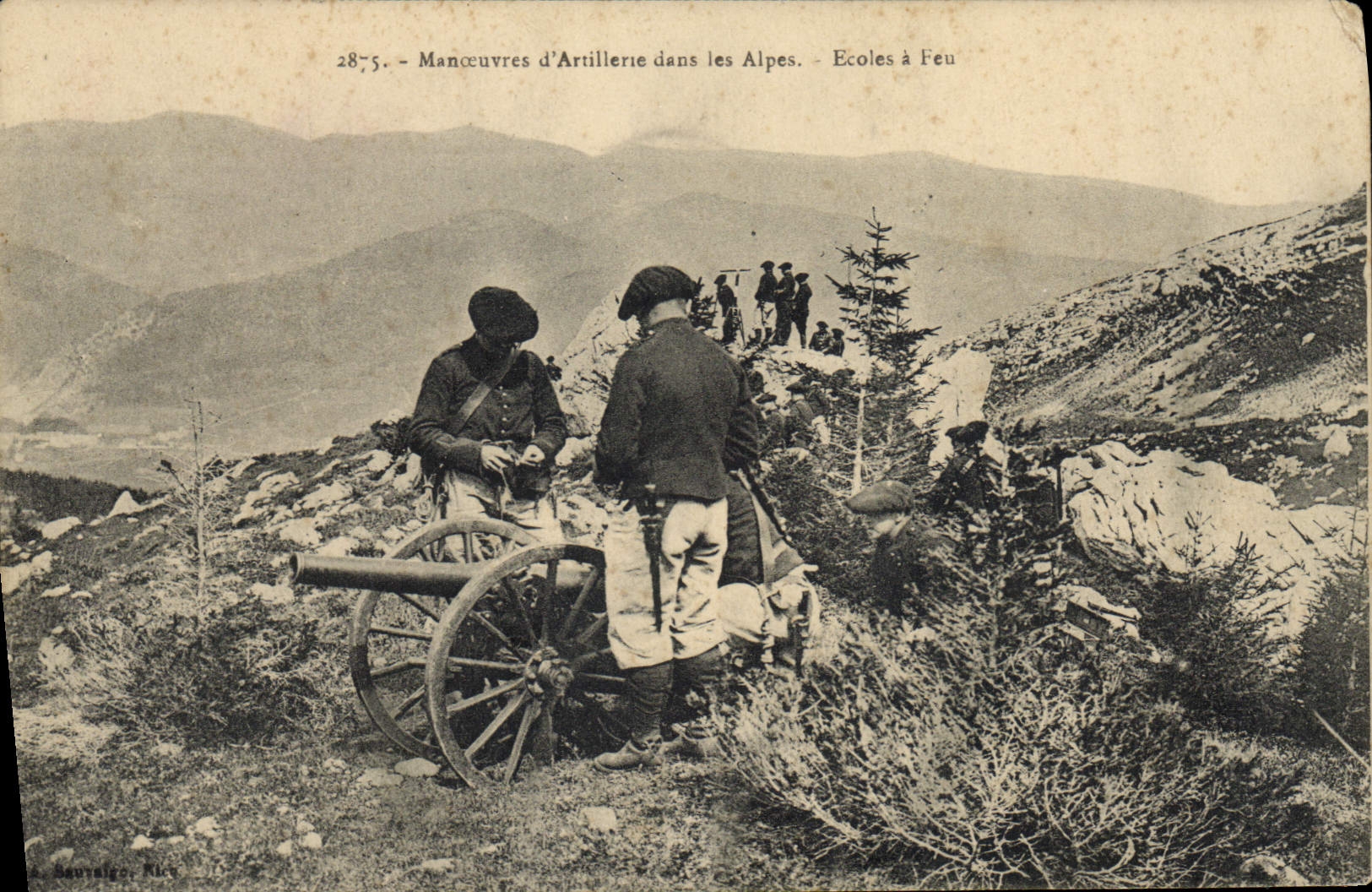 CPA Militaria Chasseurs Alpins Manoeuvres d'artillerie dans les Alpes