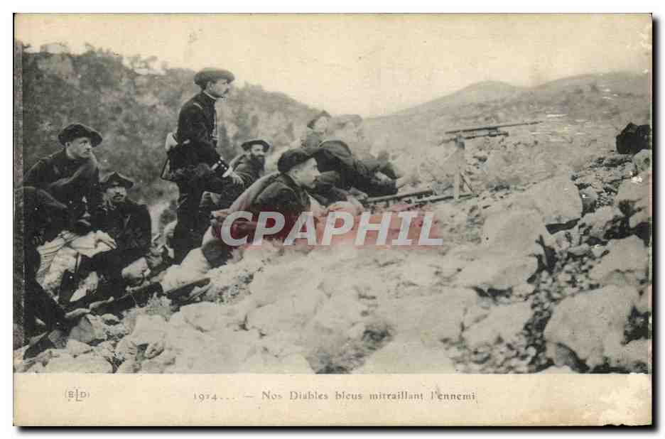 Nos Diablies bleus mitraillant l'ennemi — 1914 — SLD