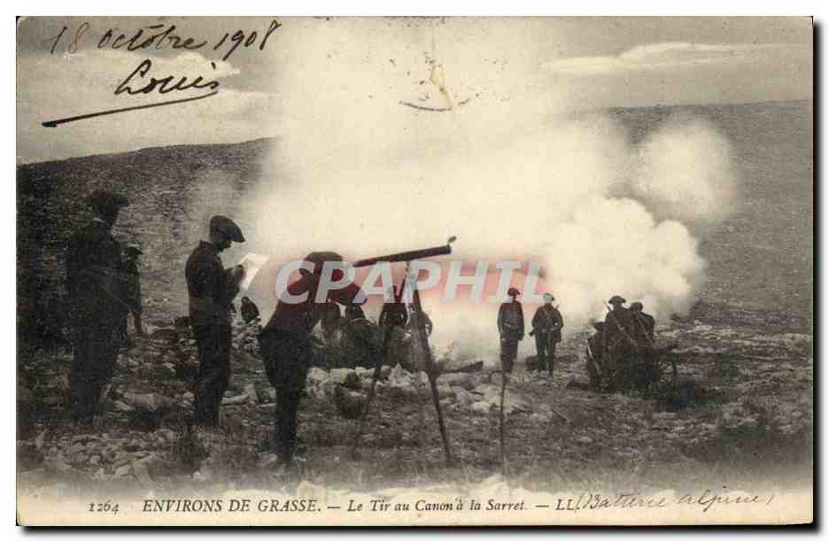 CPA Militaria Chasseurs Alpins Environs de Grasse Le tir au canon a la Sarret