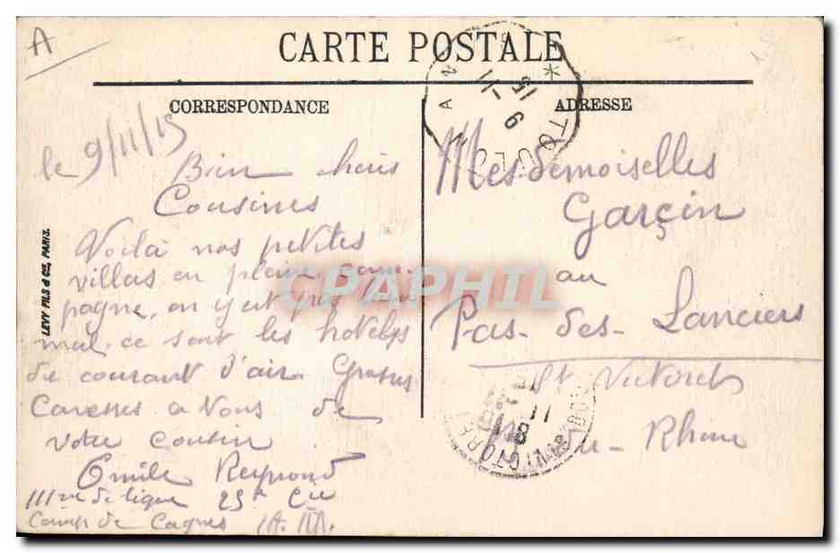 Cagnes — Le Camp de Saint-Véran — LL. — Verso