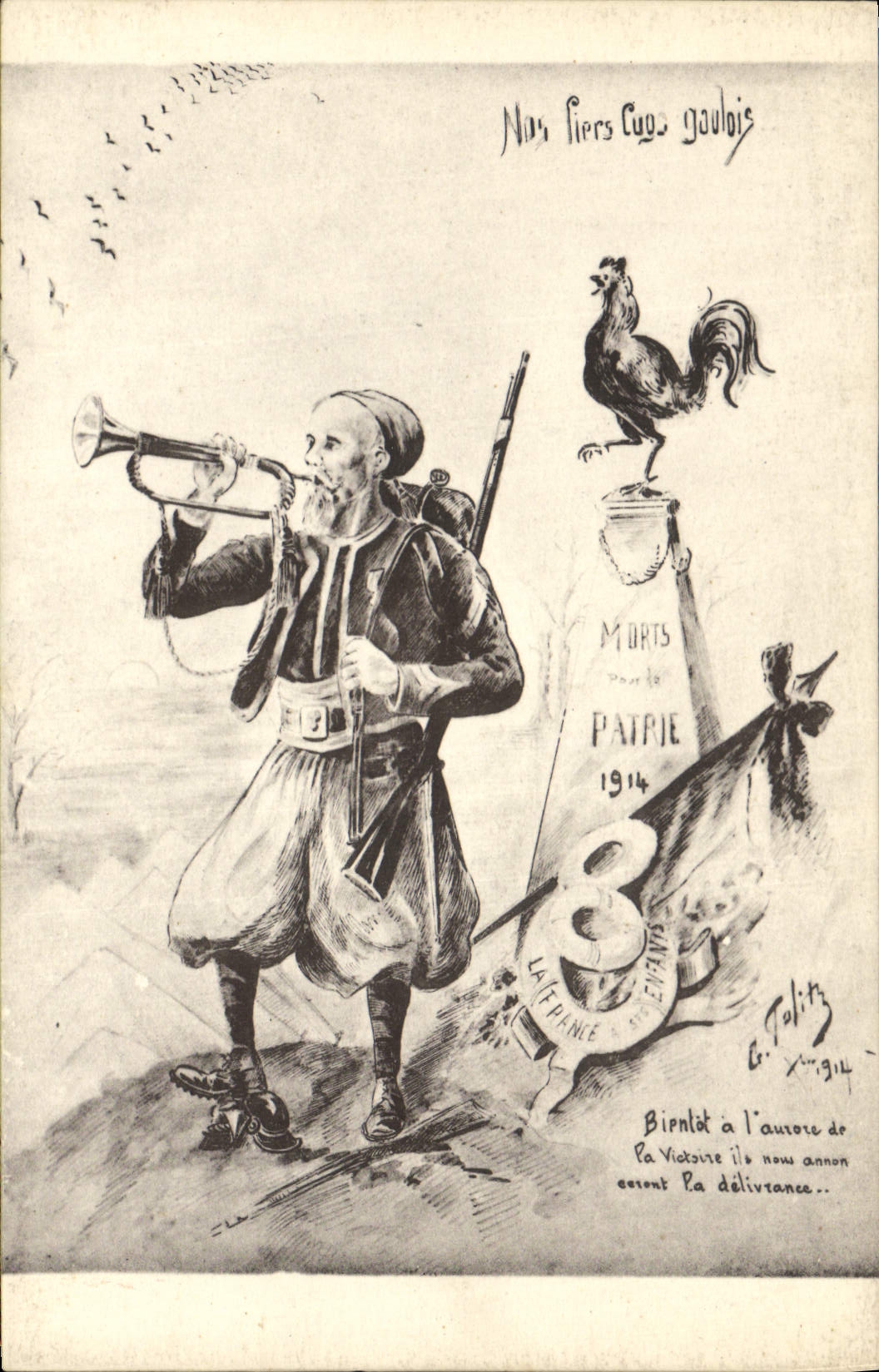 CPA Militaria Coq Gaulois 