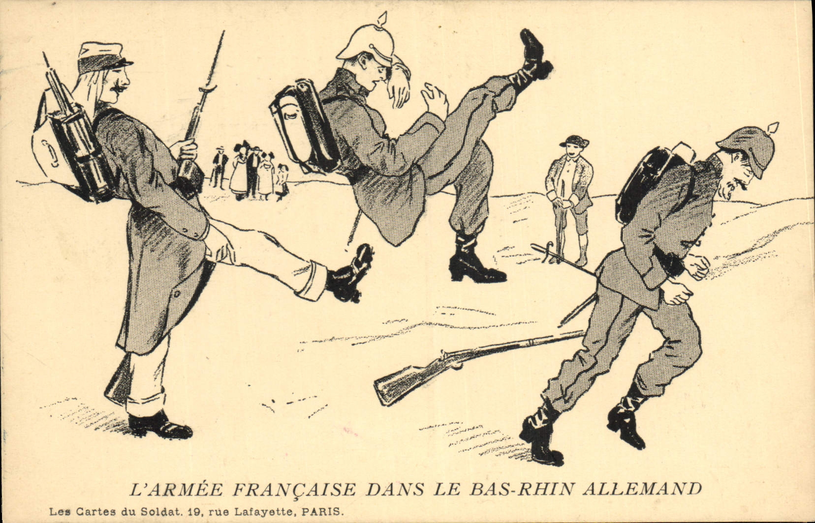 CPA Militaria L'armee francaise dans le bas Rhin allemand