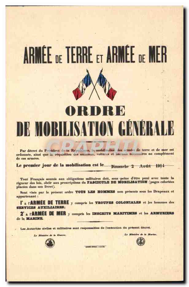 CPA Militaria Ordre de mobilisation generale